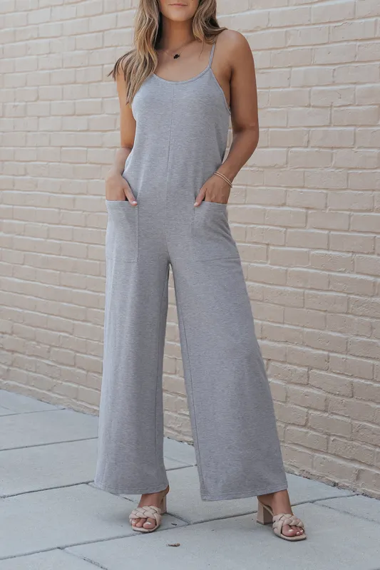 Naomi Pocket Spaghetti Strap Wide Leg Jumpsuit sold by Threaded Pear