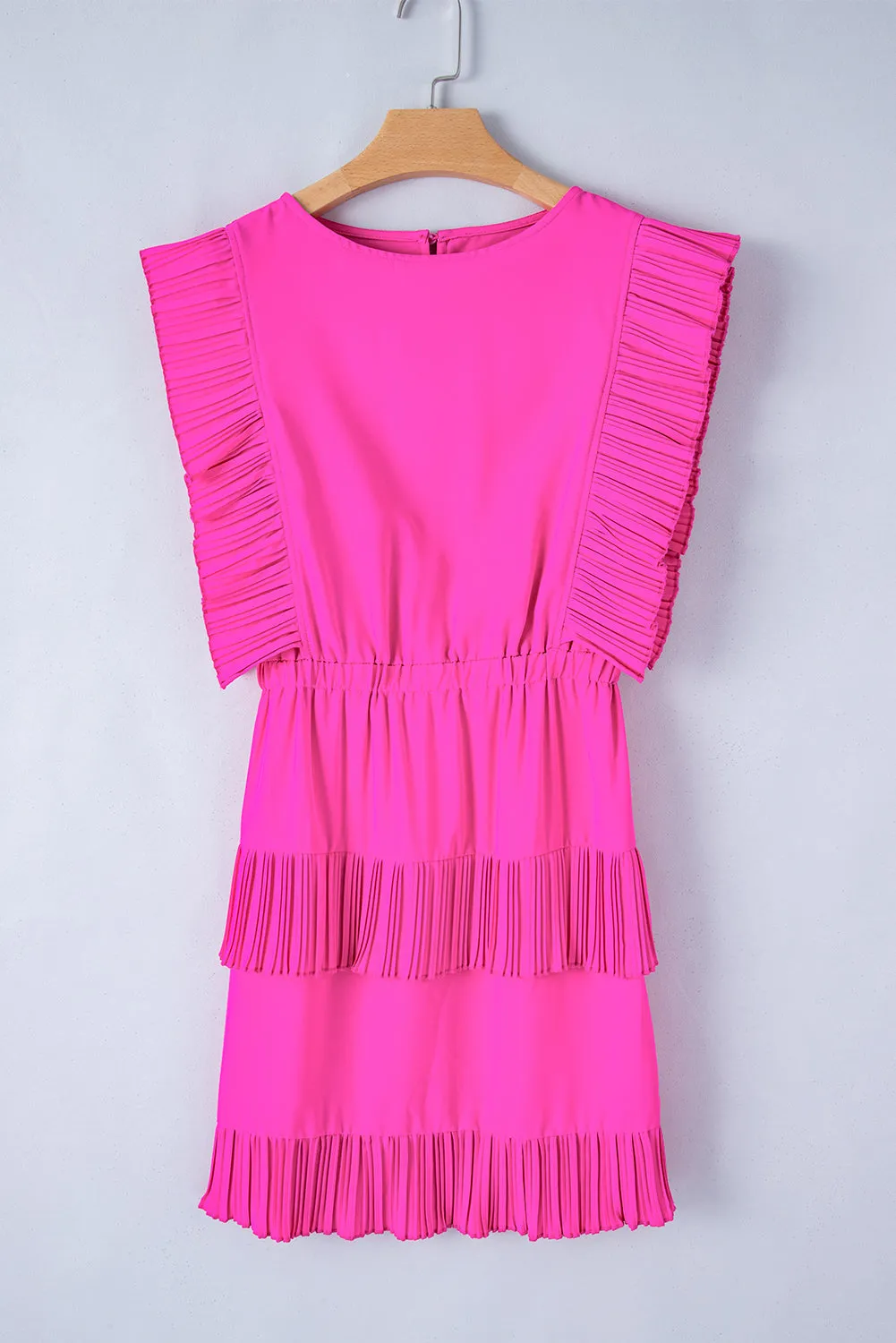 Zoe Pleated Layered Flutter Mini Dress sold by Threaded Pear product image thumbnail 3