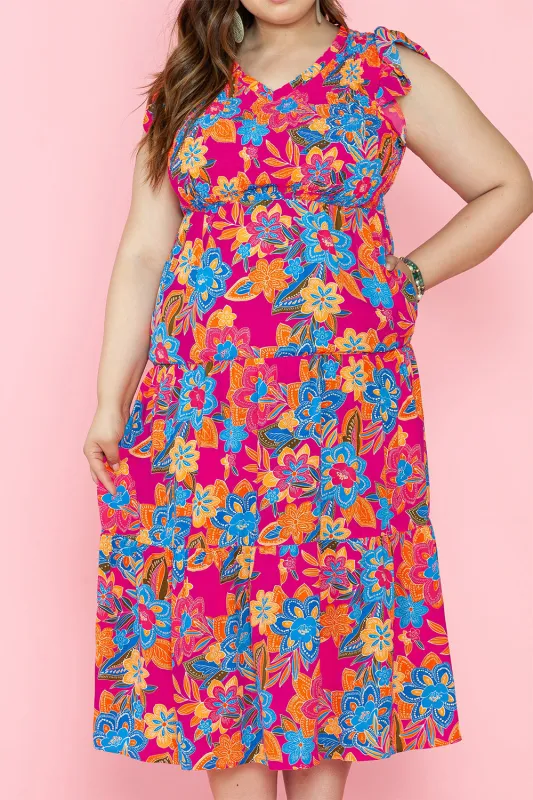 Jessie Ruffled Sleeveless Plus Size Long Dress sold by Threaded Pear