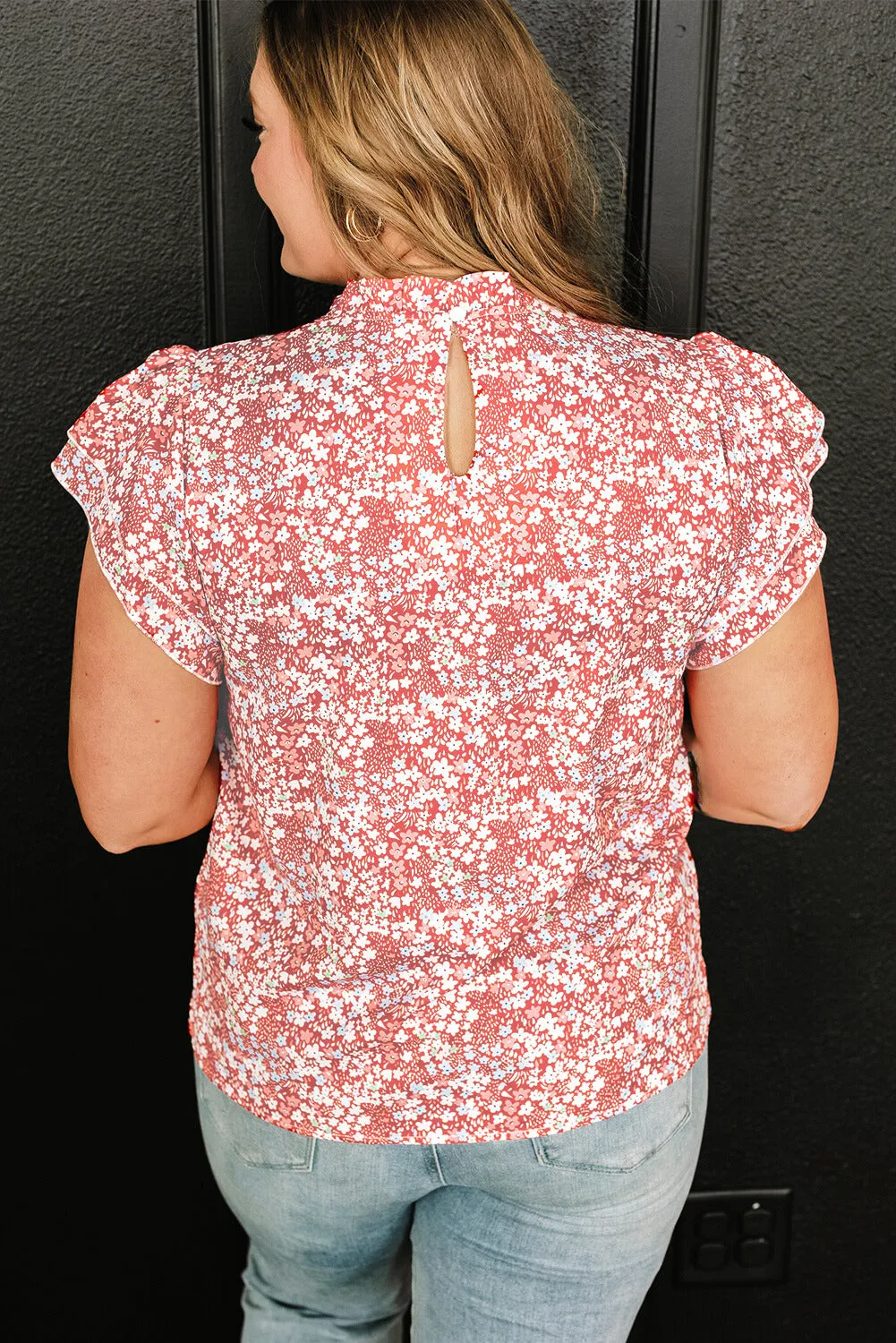 Jamie Plus Size Floral Print Ruffled Sleeve Frilled Neck Blouse sold by Threaded Pear product image thumbnail 2