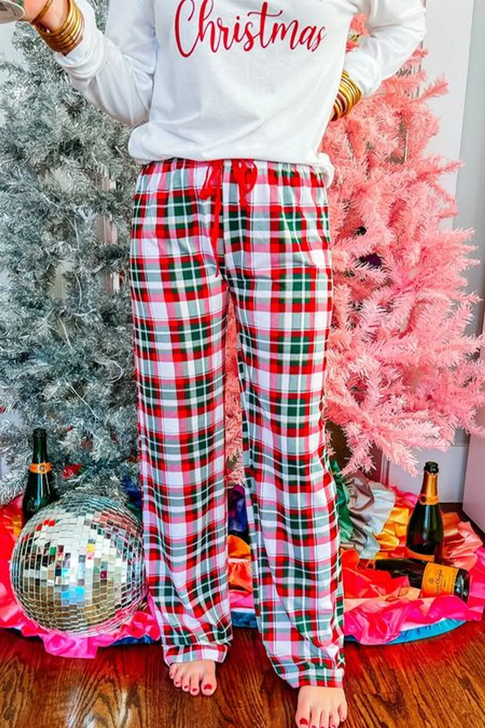 Bella Merry Christmas Plaid Print Two Piece Lounge Set sold by Threaded Pear product image thumbnail 3