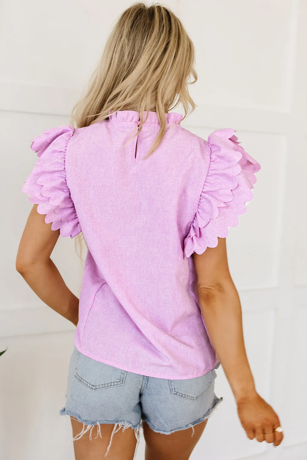 Kori Scalloped Ruffle Sleeve Top sold by Threaded Pear product image thumbnail 2