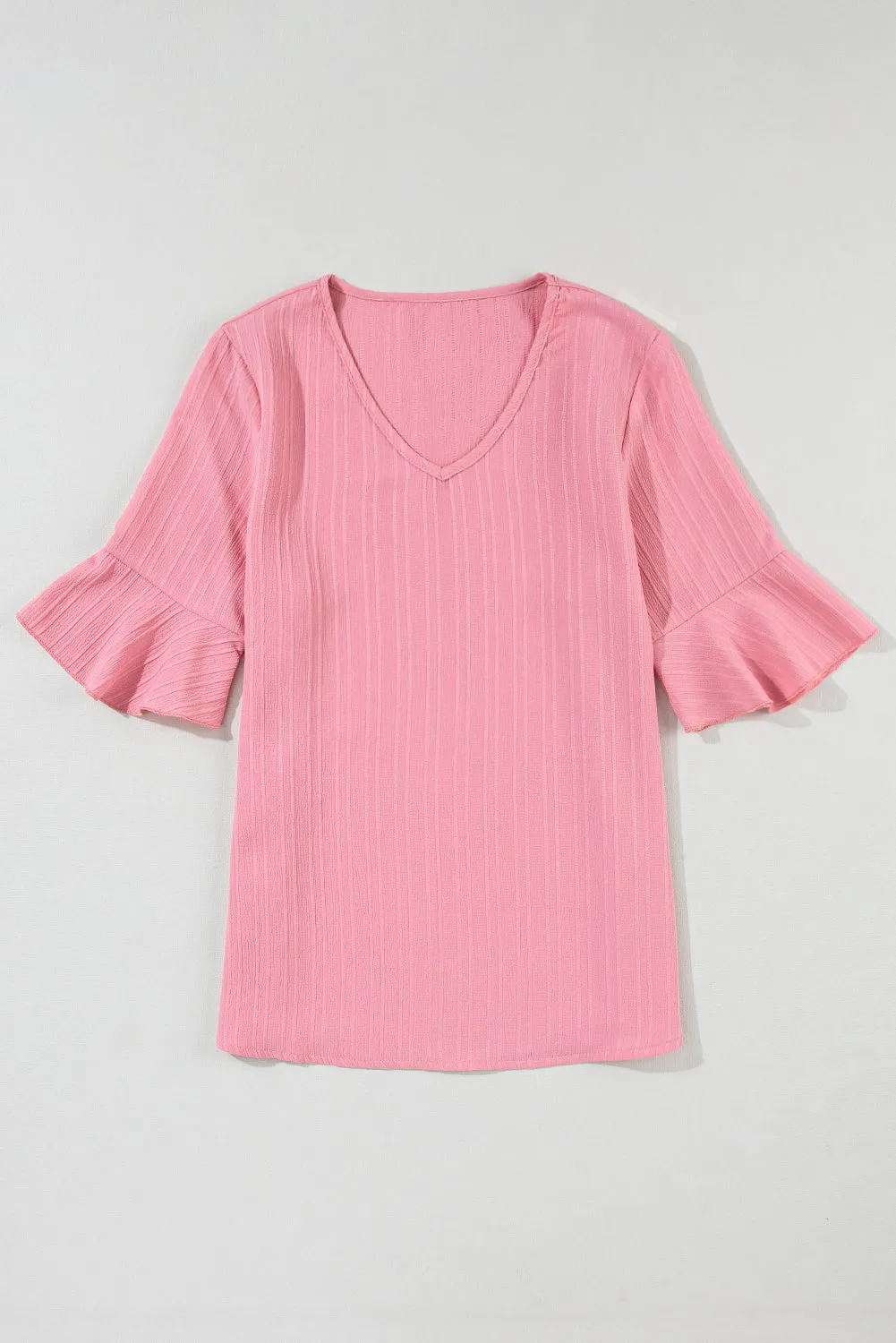 Capri Ruffled Half Sleeve V Neck Textured Top sold by Threaded Pear product image thumbnail 5