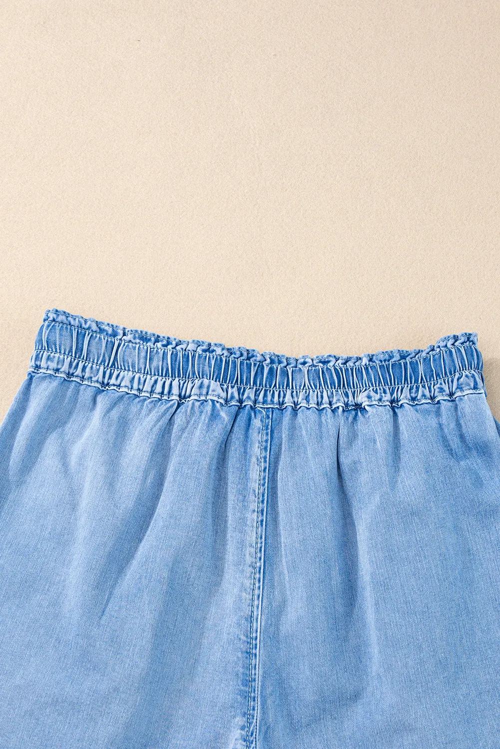 Reina Casual Chambray Drawstring Shorts sold by Threaded Pear product image thumbnail 4