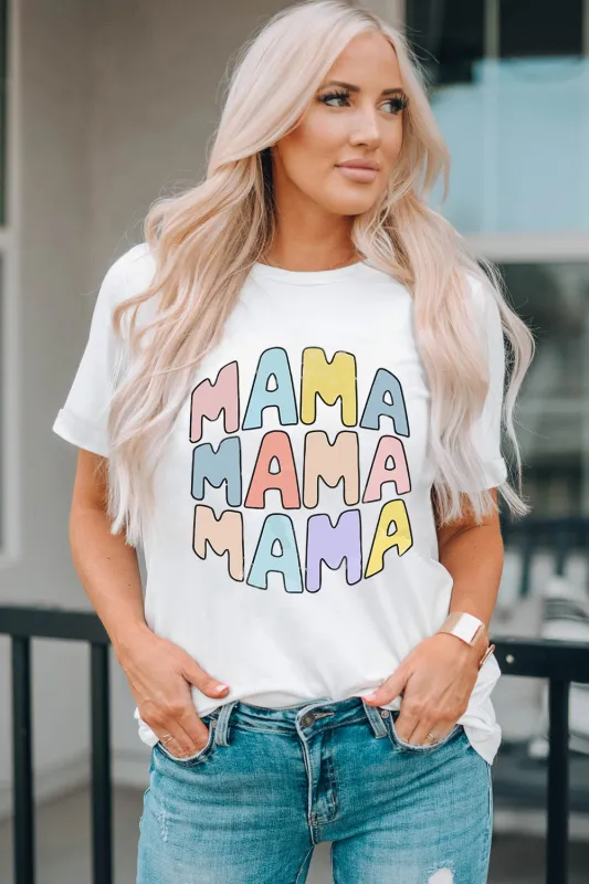 MAMA Crew Neck Casual T Shirt sold by Threaded Pear