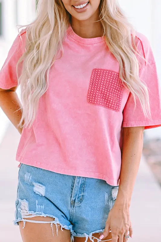 Jolene Lace Patch Pocket T-Shirt sold by Threaded Pear