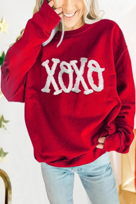 Serena XOXO Chenille Embroidered Pullover Sweatshirt sold by Threaded Pear
