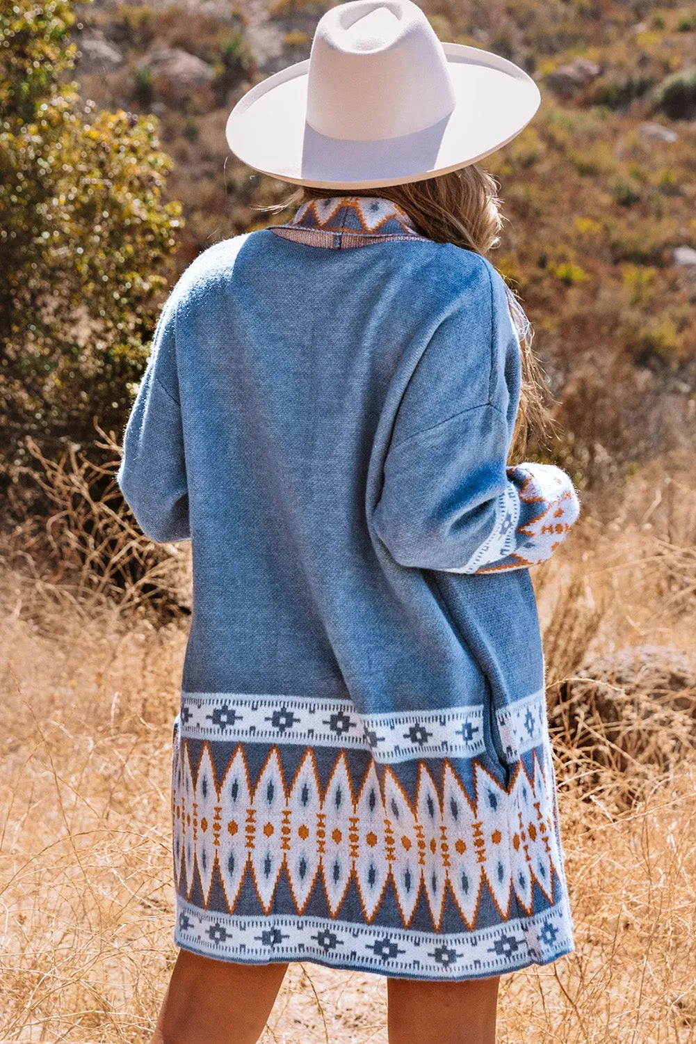 Ariah Aztec Print Open Front Knitted Cardigan sold by Threaded Pear product image thumbnail 3