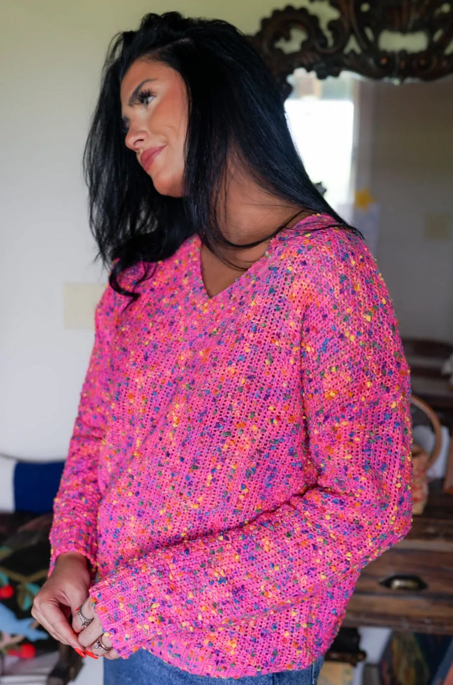 Liana Spots Knitted V Neck Casual Sweater sold by Threaded Pear product image thumbnail 3