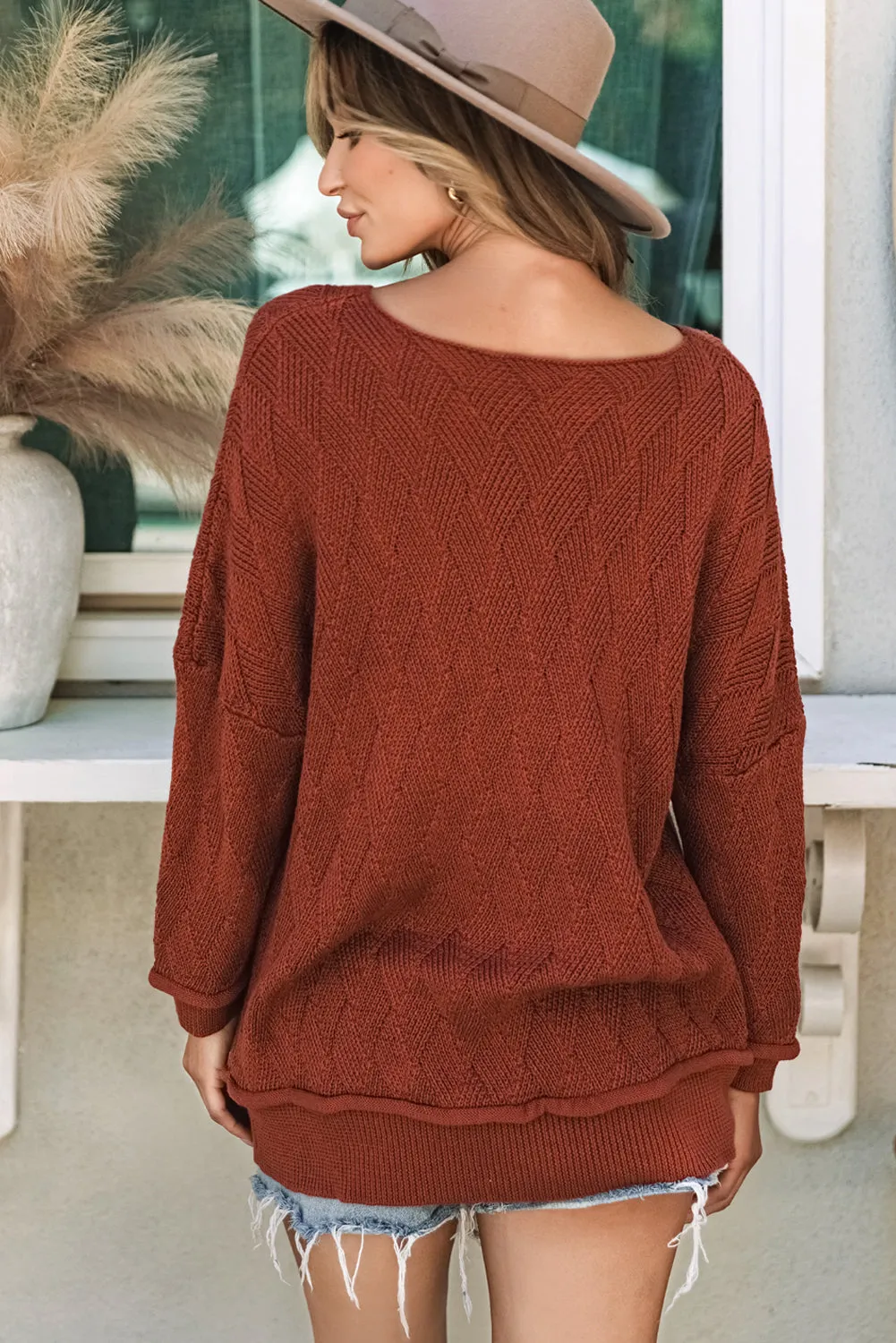 Hayden Textured Crew Neck Loose Sweater sold by Threaded Pear product image thumbnail 2