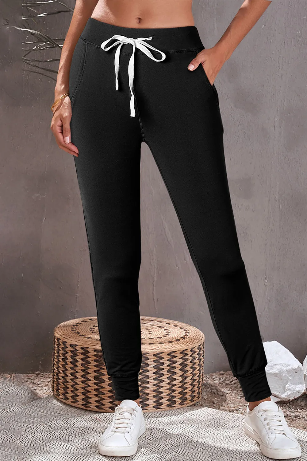 River Drawstring Waist Pocketed Leggings sold by Threaded Pear