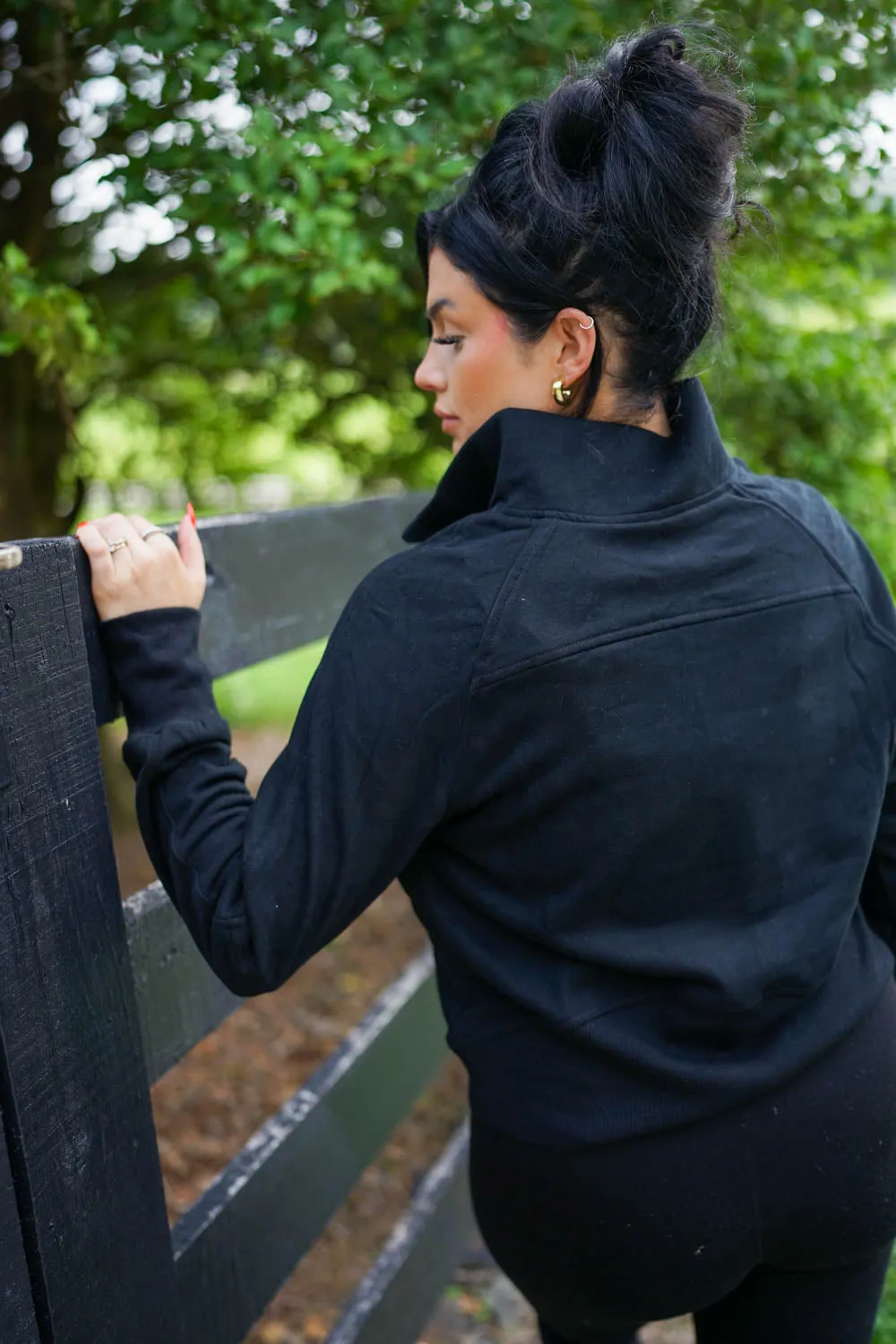 Vivienne Zip Up Stand Collar Ribbed Thumbhole Sleeve Sweatshirt sold by Threaded Pear product image thumbnail 3