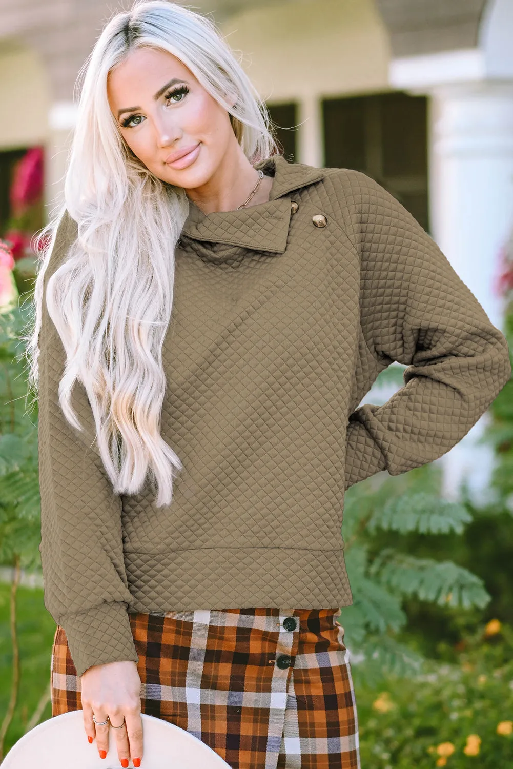 Palmer Quilted Buttoned Neckline Sweatshirt sold by Threaded Pear product image thumbnail 3