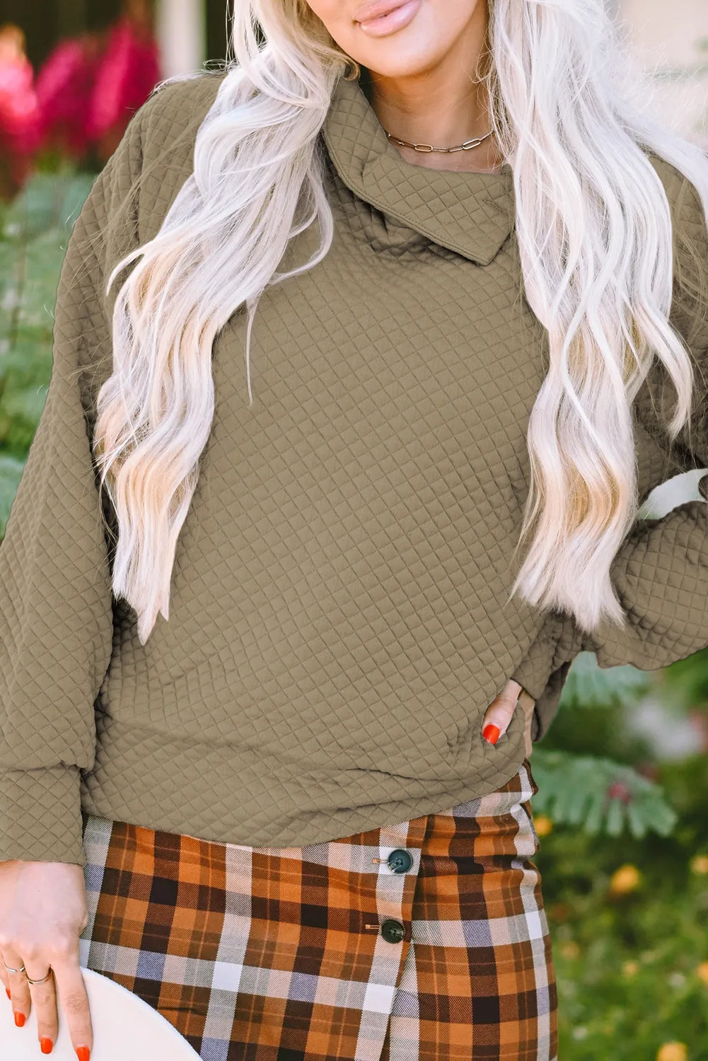 Palmer Quilted Buttoned Neckline Sweatshirt sold by Threaded Pear