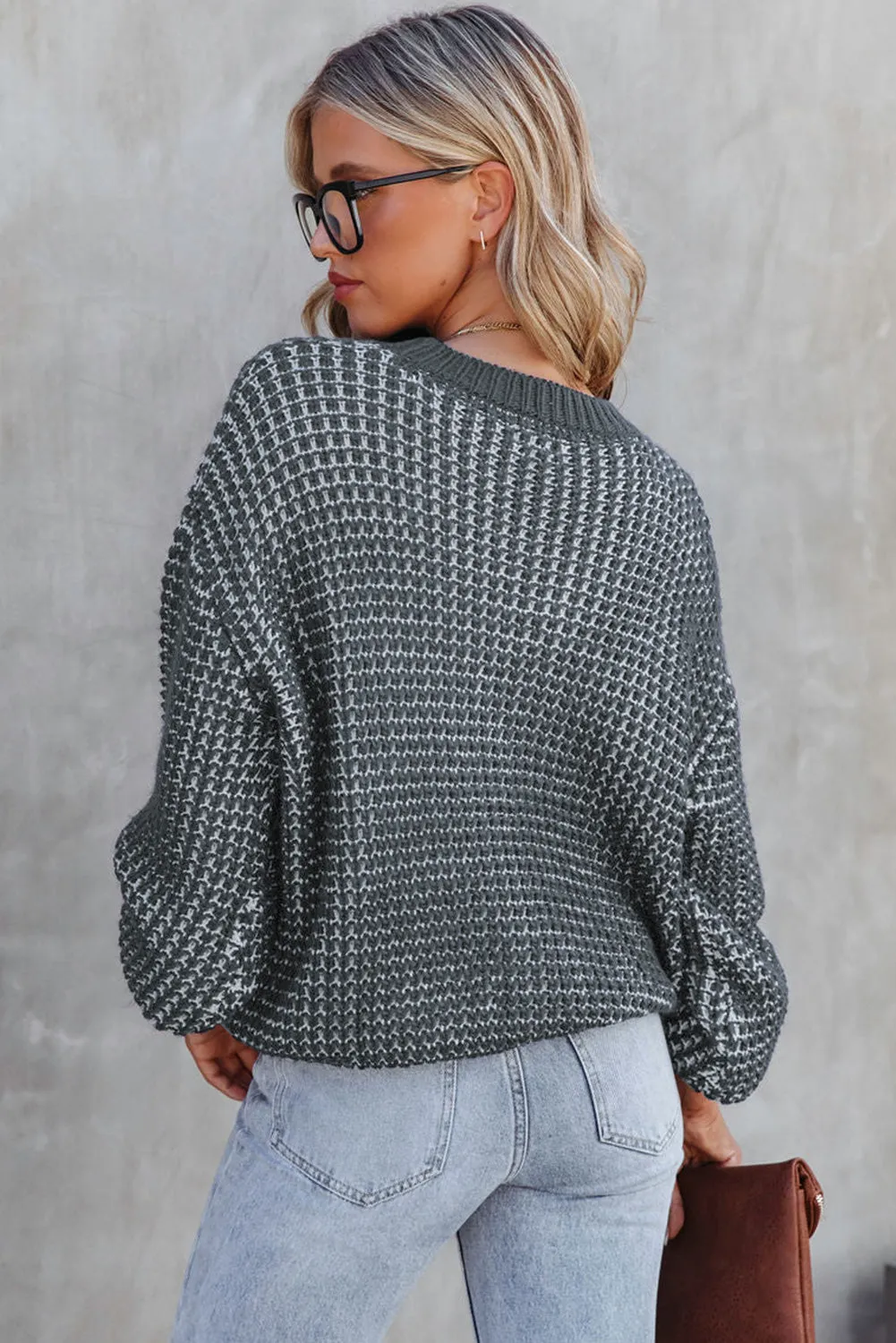 Marley Heathered Knit Drop Shoulder Puff Sleeve Sweater sold by Threaded Pear product image thumbnail 2