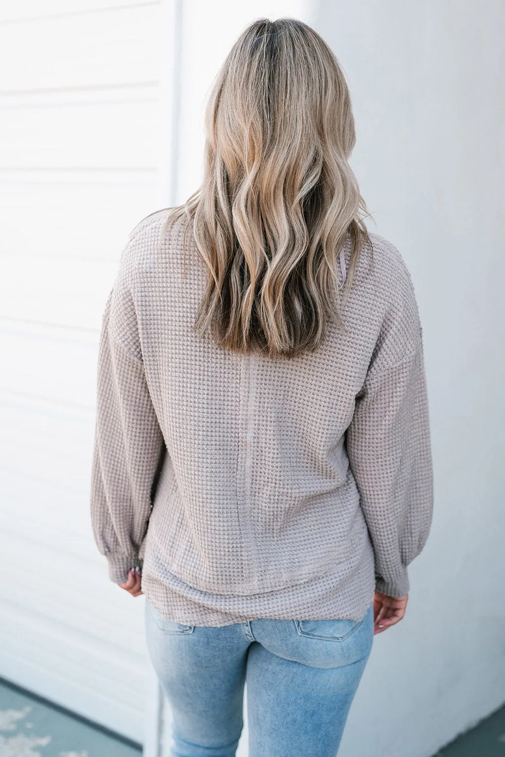 Eden Raw Edge Detail Waffle Knit V Neck Top sold by Threaded Pear product image thumbnail 2
