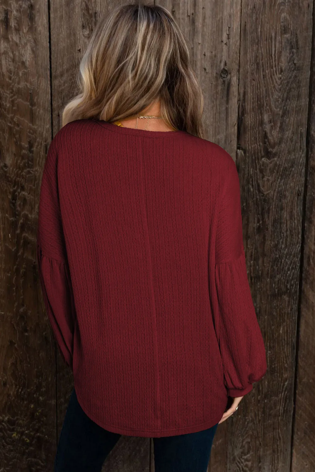 Madison Knit Jacquard Puffy Long Sleeve Top sold by Threaded Pear product image thumbnail 4