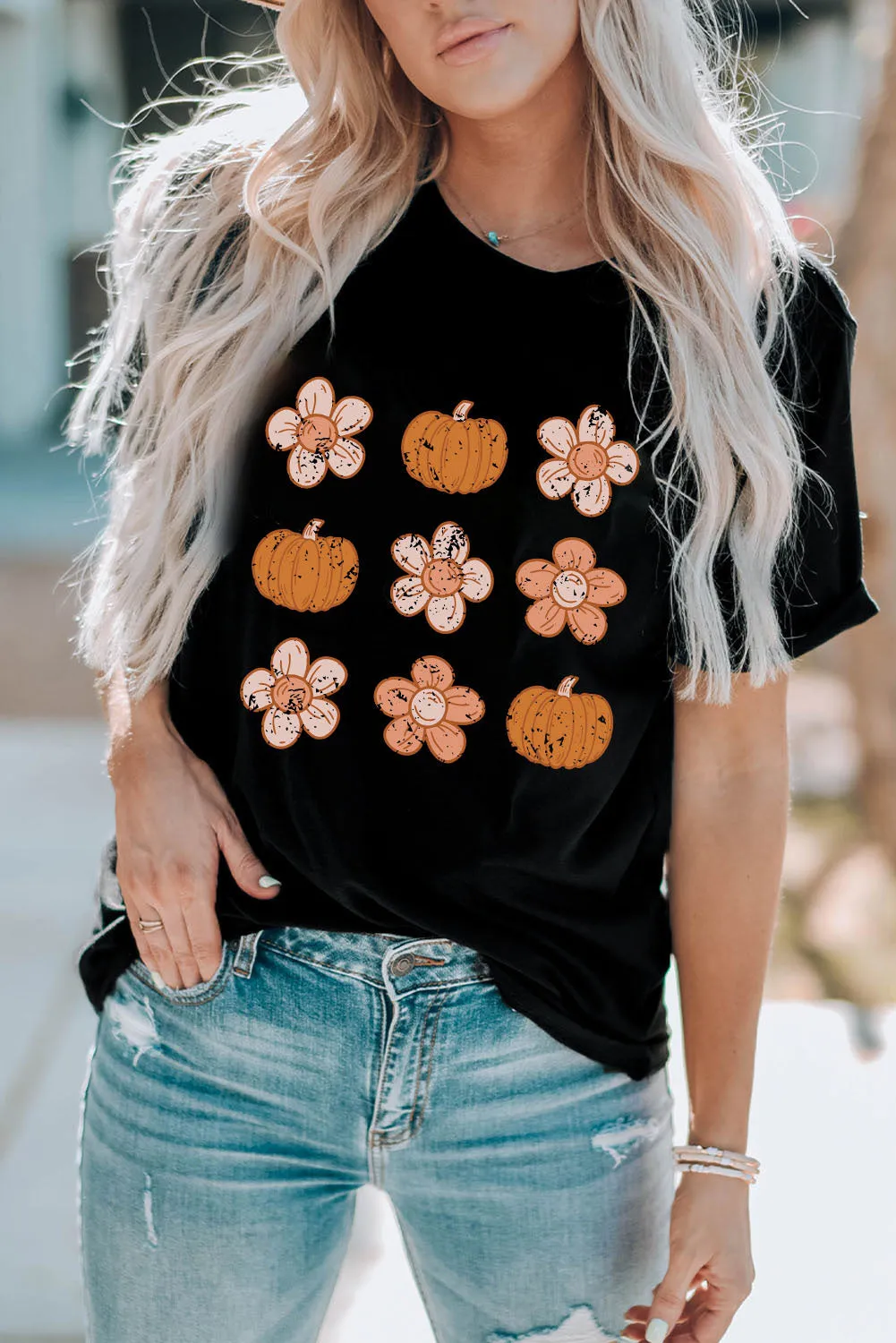 Molly Pumpkin Flower Graphic Top sold by Threaded Pear product image thumbnail 5