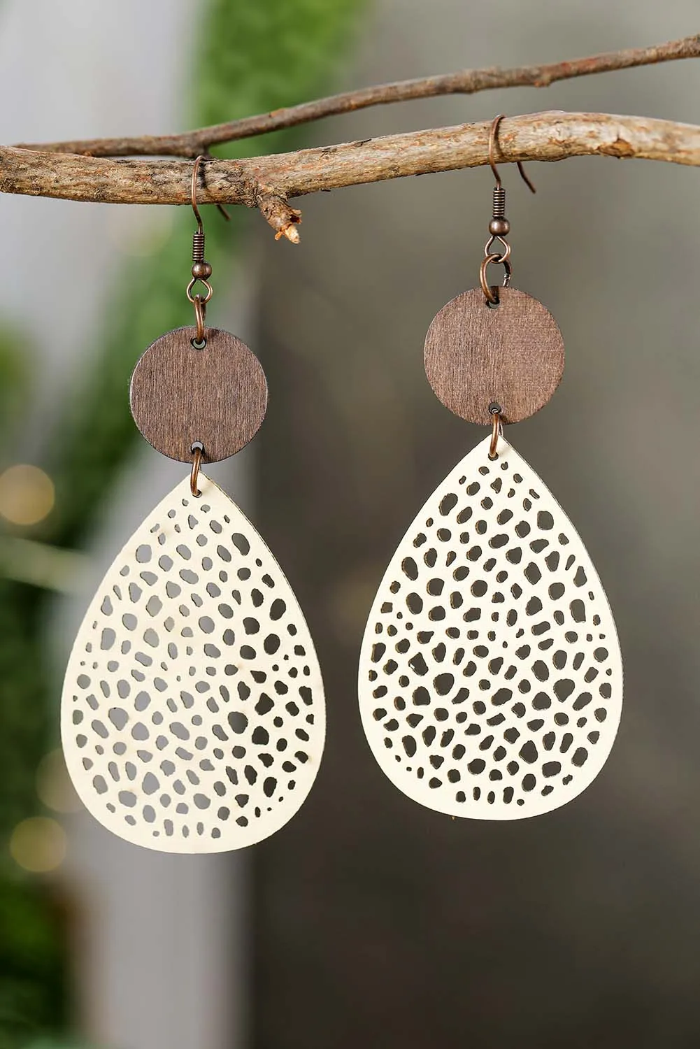 Cut-Out Water Drop Hook Earrings sold by Threaded Pear