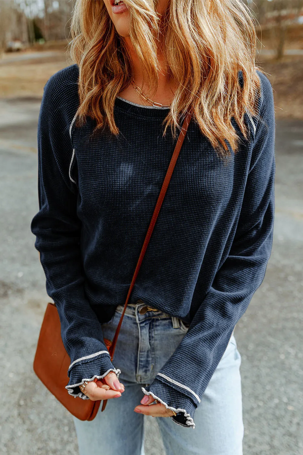 Cataleya Textured Round Neck Long Sleeve Top sold by Threaded Pear product image thumbnail 5