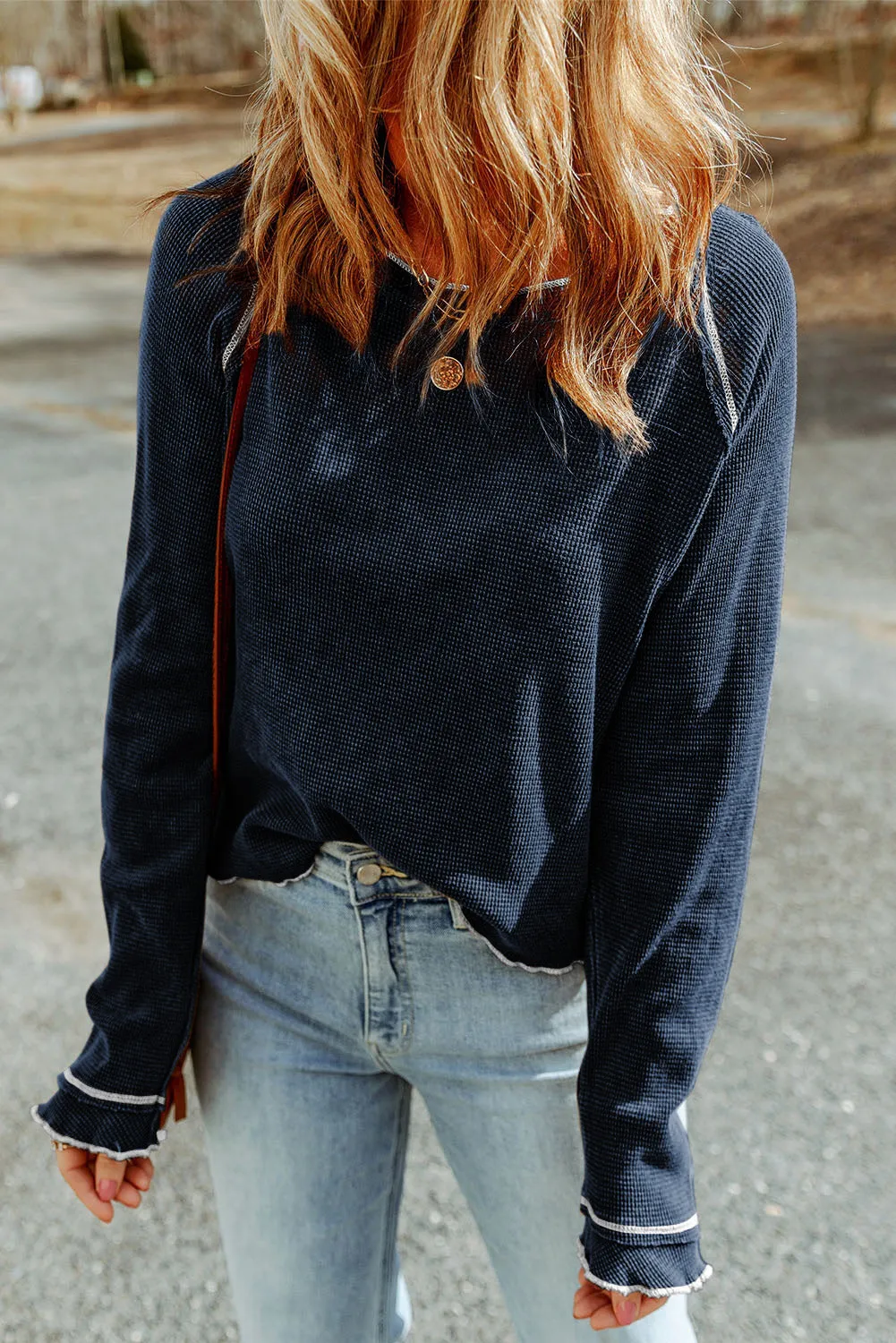 Cataleya Textured Round Neck Long Sleeve Top sold by Threaded Pear product image thumbnail 3