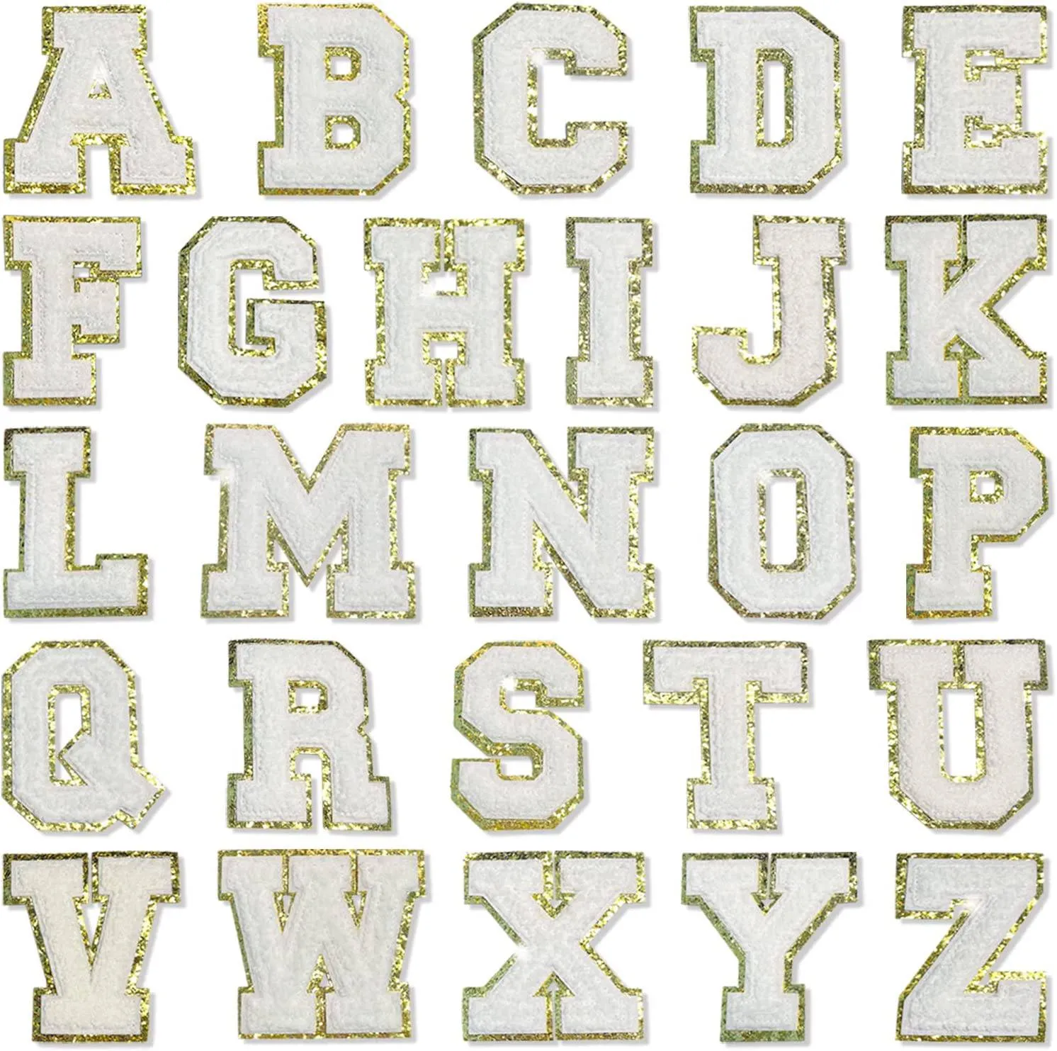 White Self Adhesive Chenille Letters Patches sold by Threaded Pear