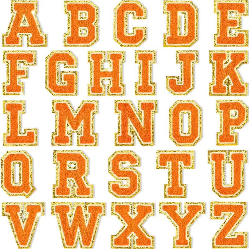 Orange Self Adhesive Chenille Letters Patches sold by Threaded Pear