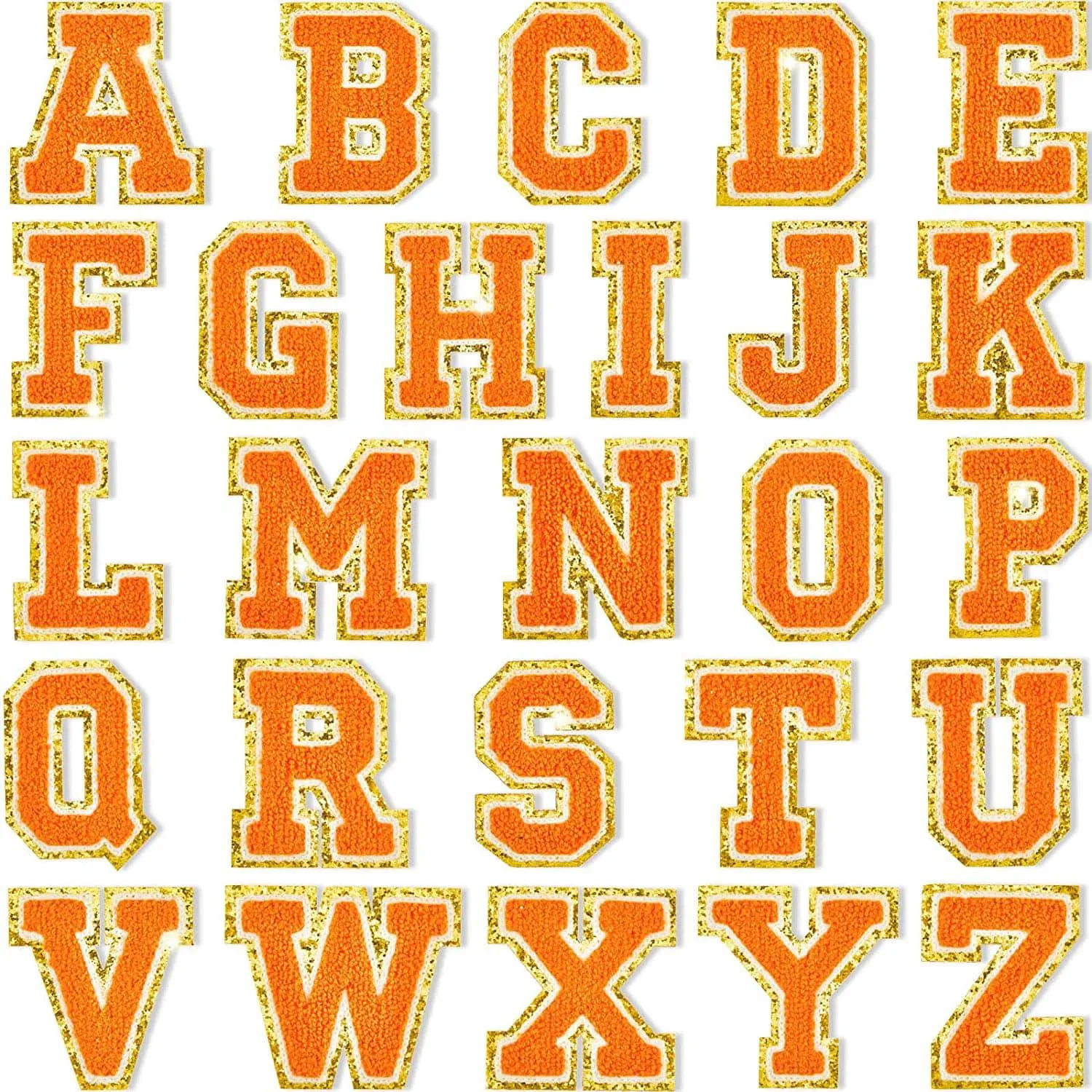 Orange Self Adhesive Chenille Letters Patches sold by Threaded Pear