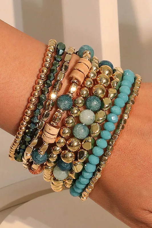 Boho Beaded Multi Layer Elastic Bracelet Set sold by Threaded Pear