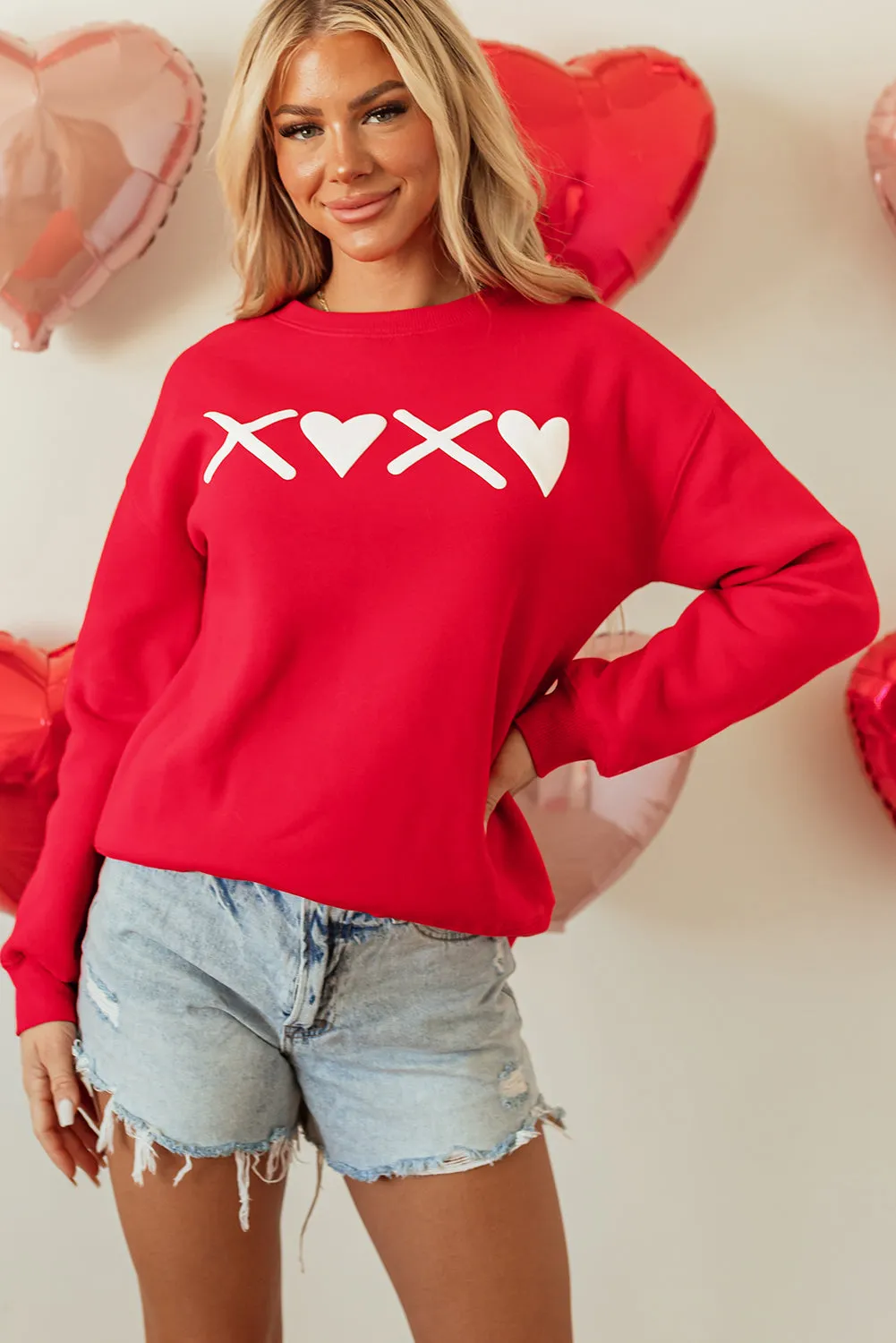Clementine Print Valentines Heart Sweatshirt sold by Threaded Pear product image thumbnail 3
