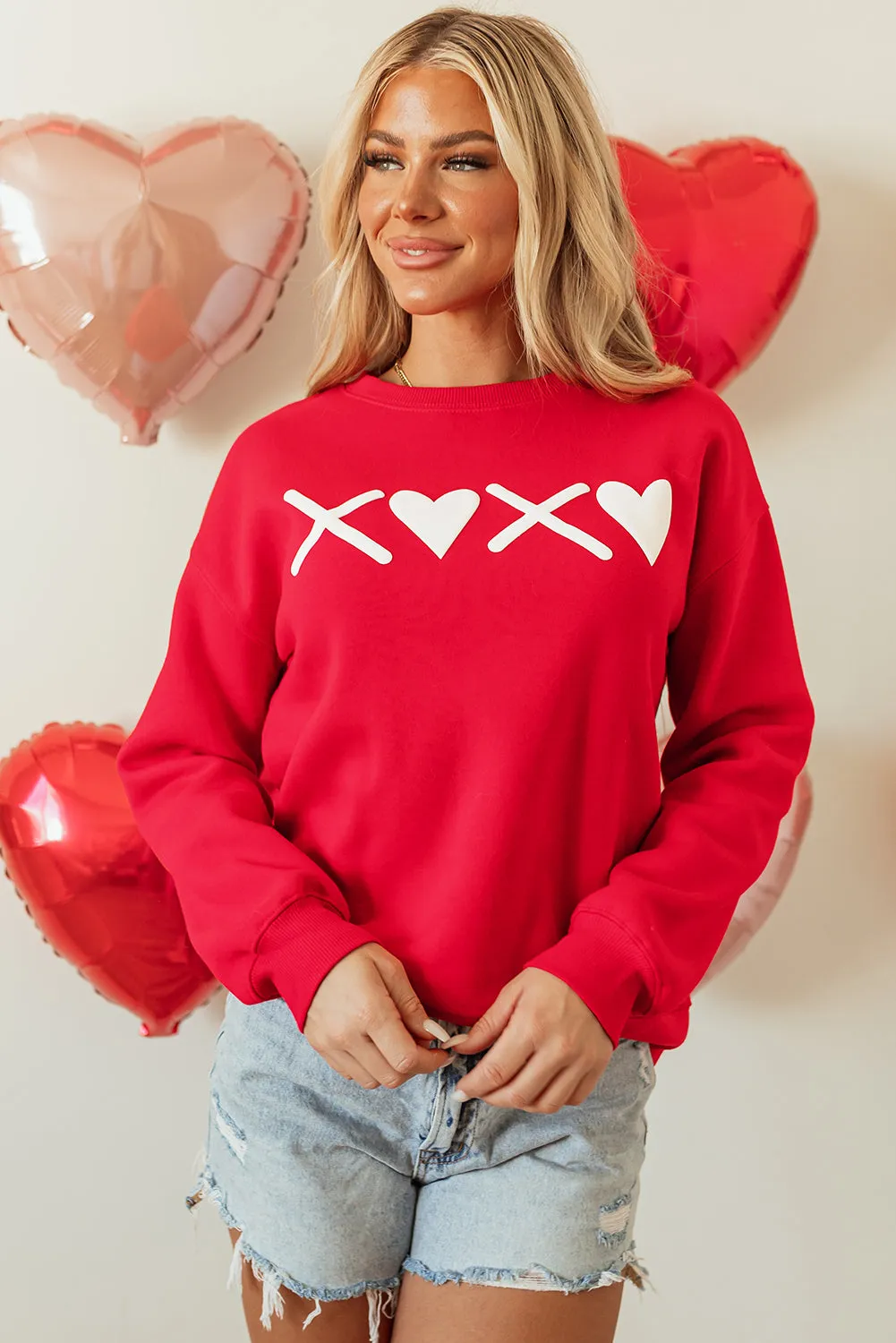 Clementine Print Valentines Heart Sweatshirt sold by Threaded Pear product image thumbnail 4