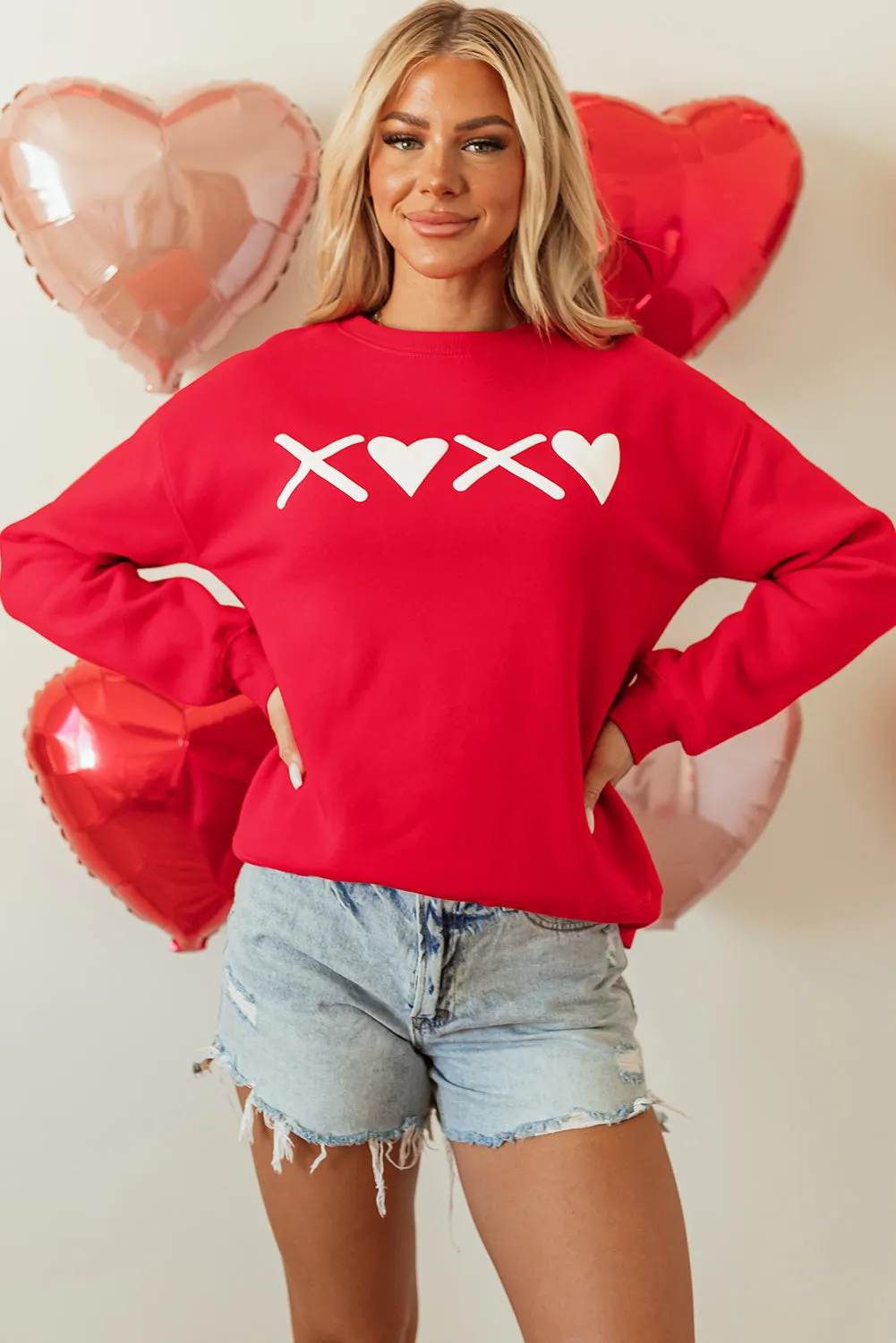 Clementine Print Valentines Heart Sweatshirt sold by Threaded Pear