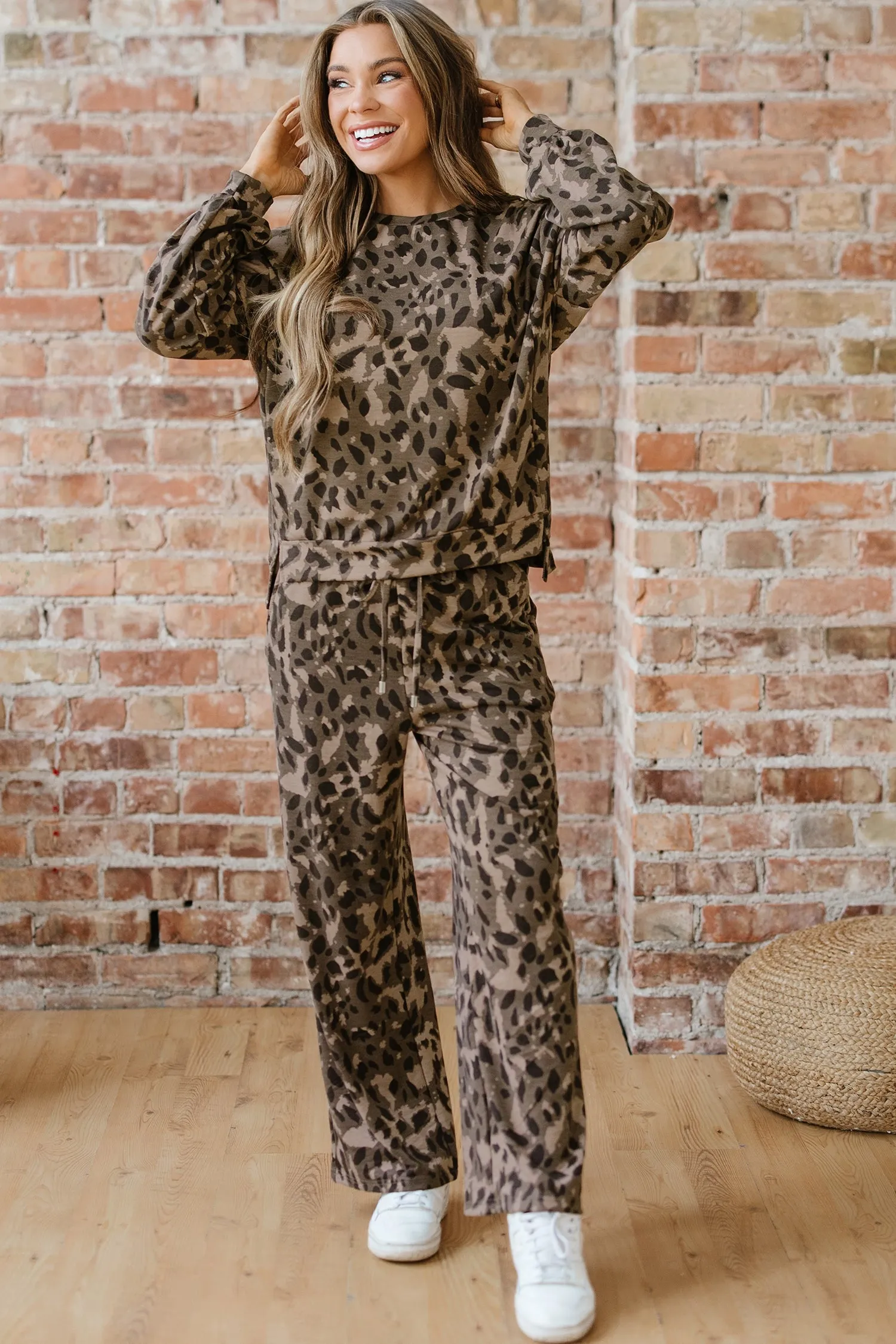 Catherine Leopard Pullover Drawstring Loose Pant Set sold by Threaded Pear product image thumbnail 4