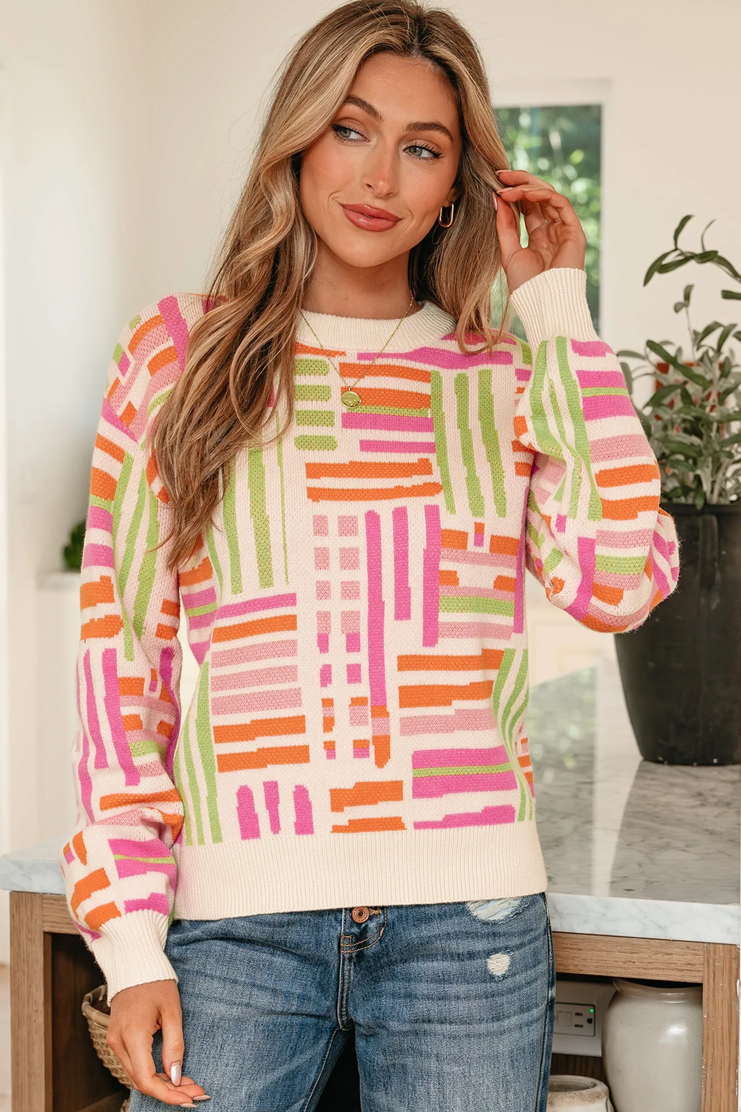 Tru Pattern Puff Sleeve Sweater sold by Threaded Pear product image thumbnail 5