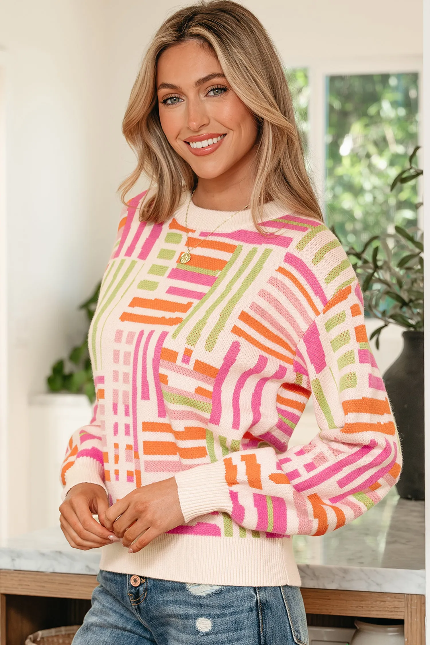 Tru Pattern Puff Sleeve Sweater sold by Threaded Pear product image thumbnail 3