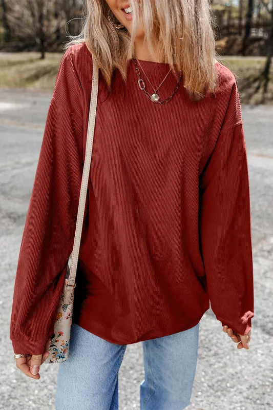 Araceli Ribbed Corduroy Oversized Sweatshirt made by Threaded Pear