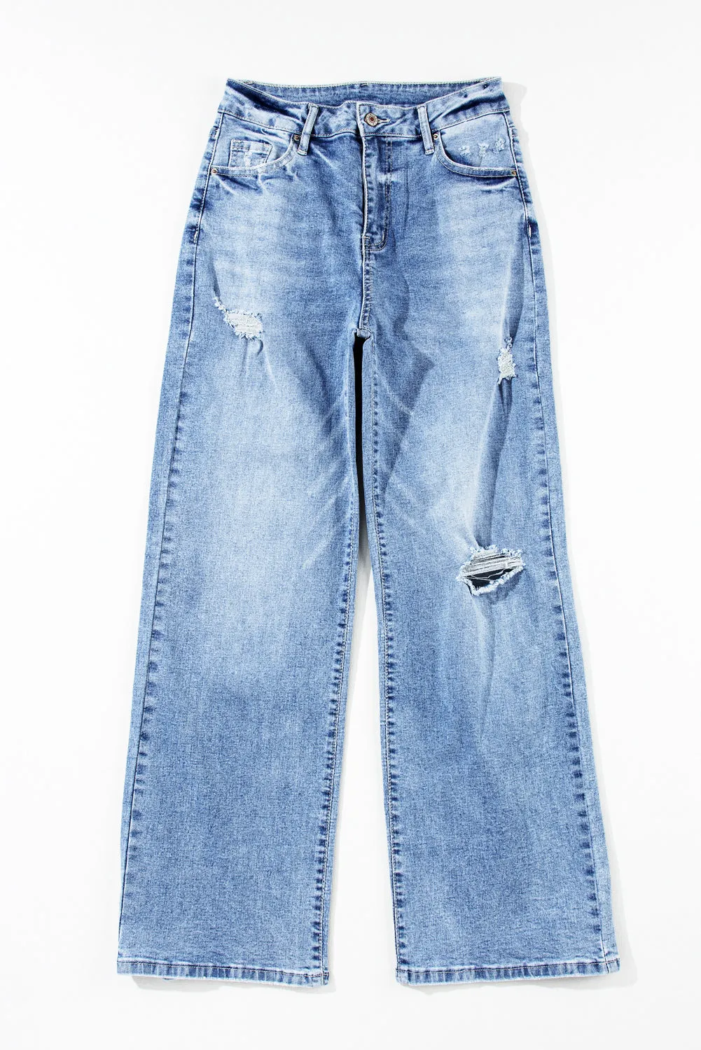 Giana High Rise Distressed Straight Leg Jeans sold by Threaded Pear product image thumbnail 5