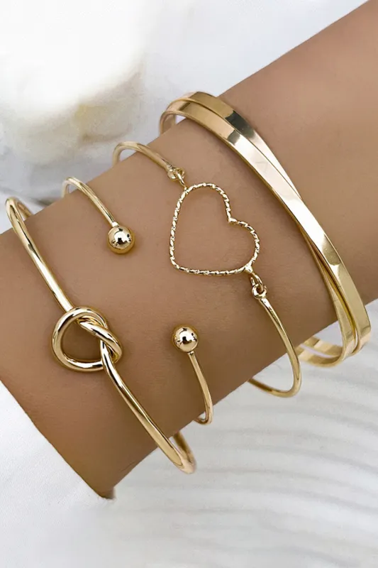 Gold Love Geometric Cross Bracelet 4-piece Set made by Threaded Pear