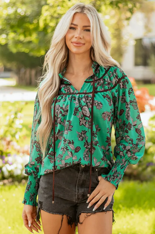 Elouise Shirred Puff Sleeve Blouse made by Threaded Pear