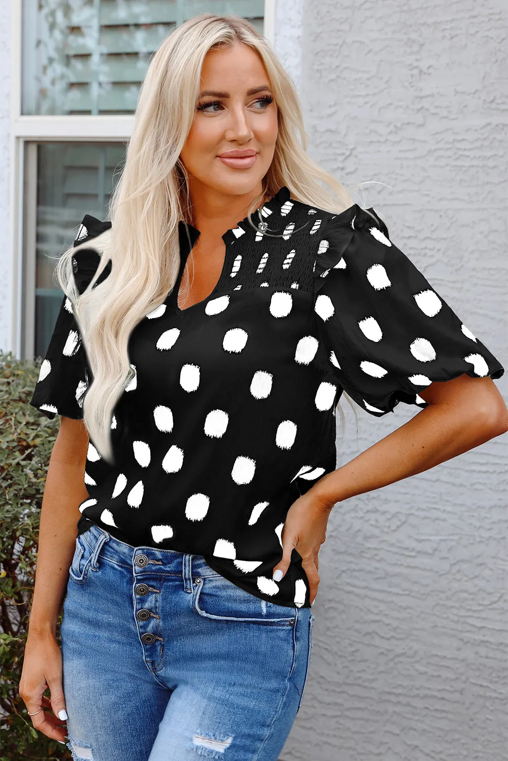 Nola Notched Balloon Sleeve Blouse sold by Threaded Pear product image thumbnail 4