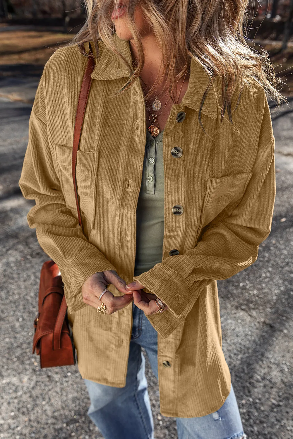 Giuliana Patched Up Corduroy Shacket sold by Threaded Pear product image thumbnail 3