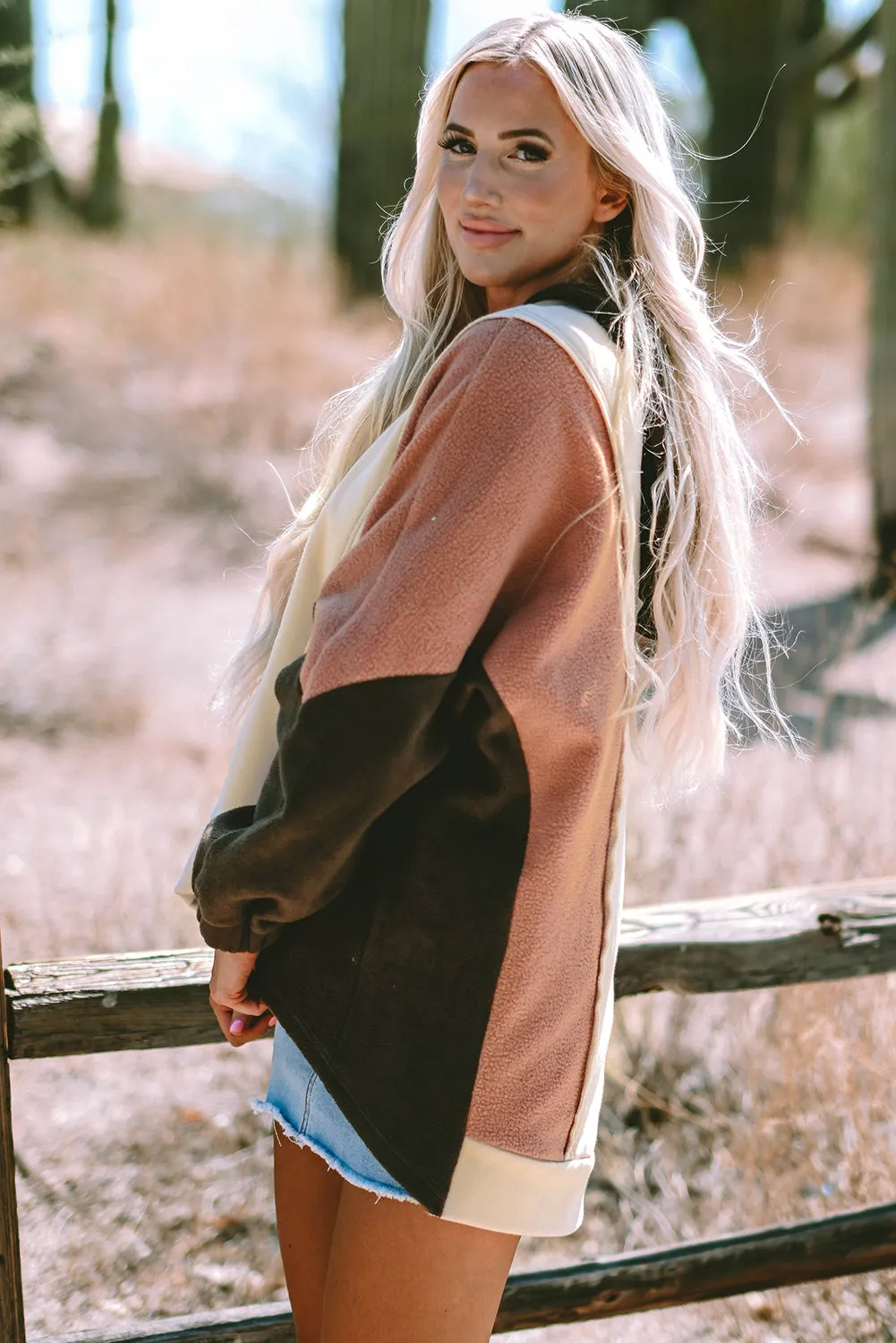 Isabelle Patchwork High Low Hoodie sold by Threaded Pear product image thumbnail 3