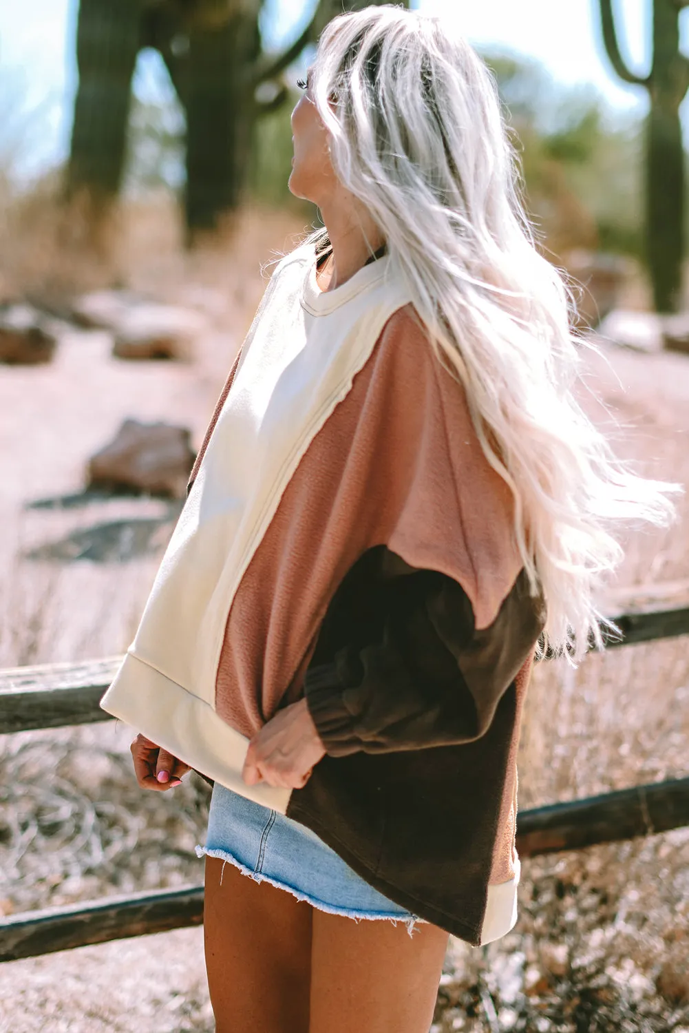 Isabelle Patchwork High Low Hoodie sold by Threaded Pear product image thumbnail 4