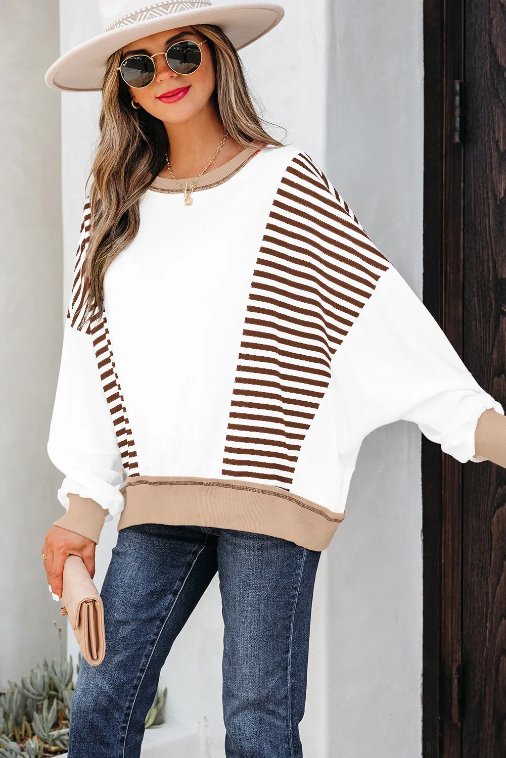 Zyla Contrast Stitching Oversize Sweatshirt sold by Threaded Pear product image thumbnail 3