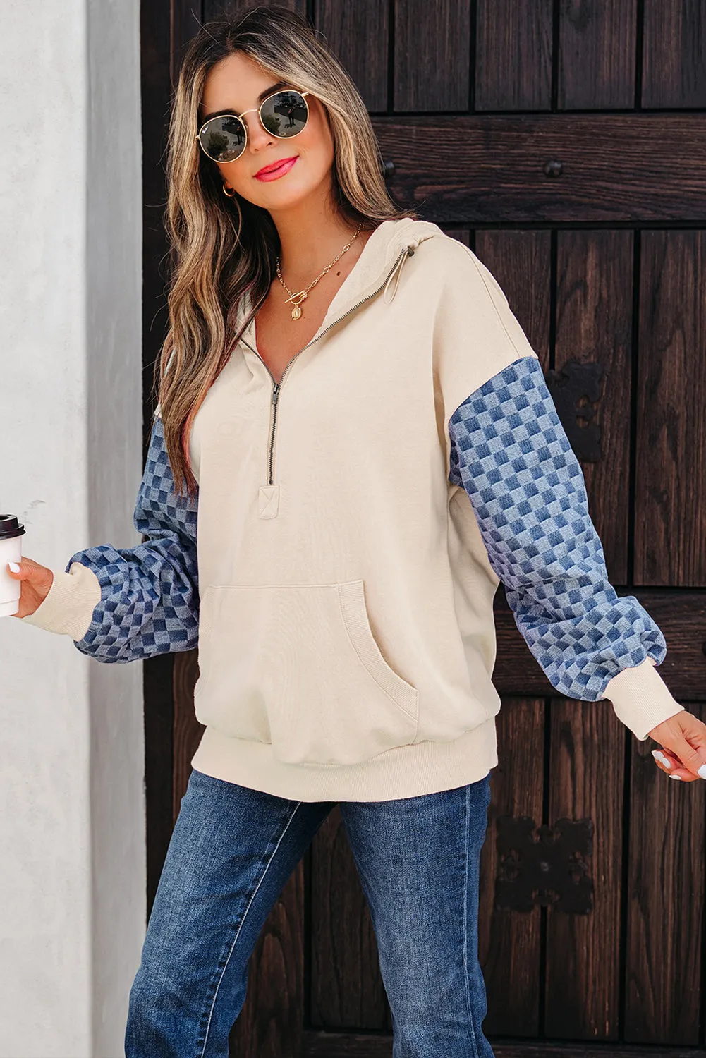 Adalynn Kangaroo Half Zipper Hoodie sold by Threaded Pear product image thumbnail 3