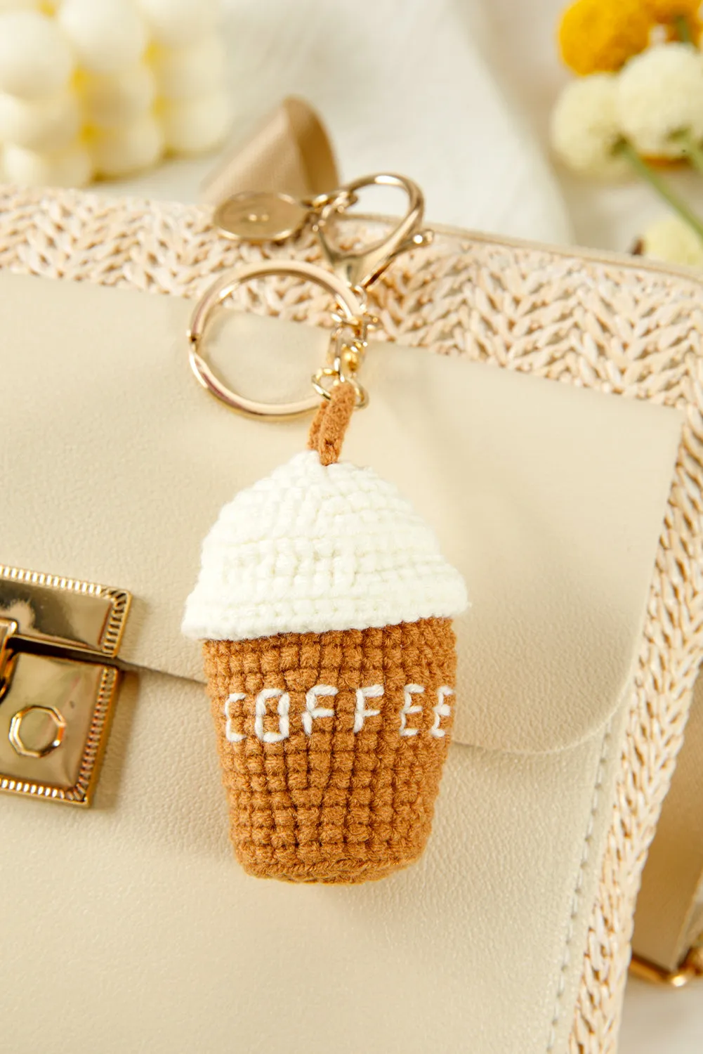 Lily Crochet Coffee Pendent Keychain sold by Threaded Pear