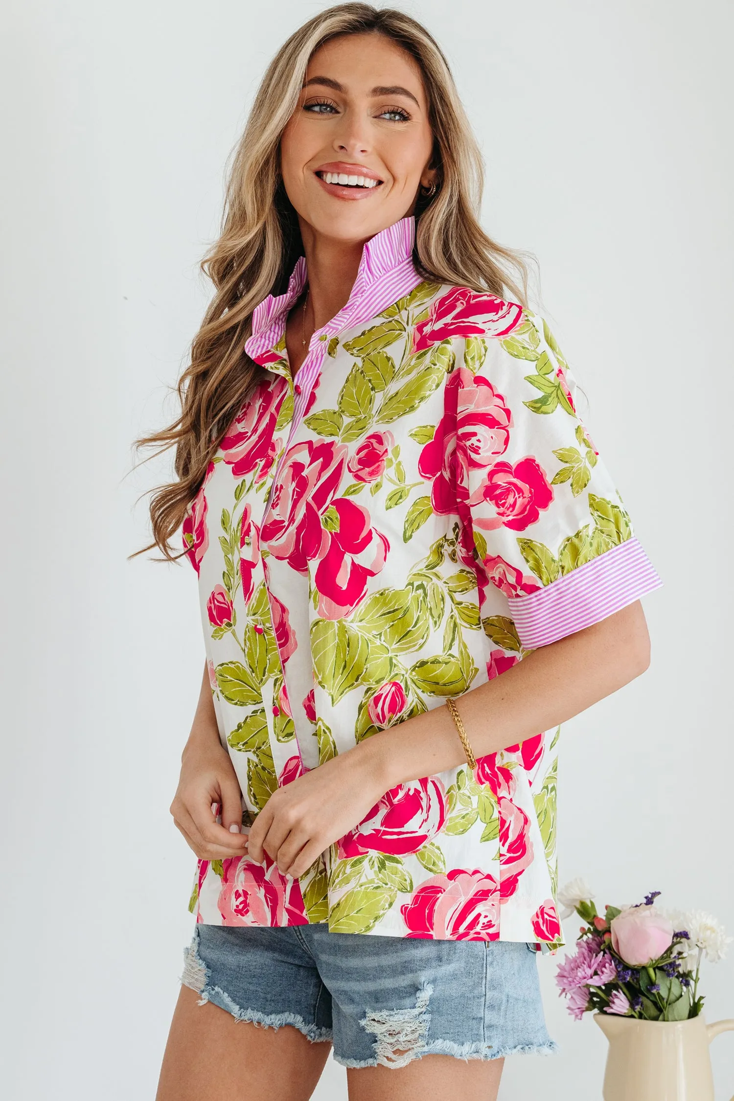 Rebekah Collar Short Sleeve Shirt sold by Threaded Pear product image thumbnail 3