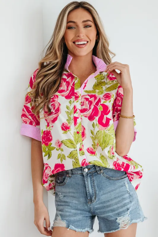 Rebekah Collar Short Sleeve Shirt made by Threaded Pear