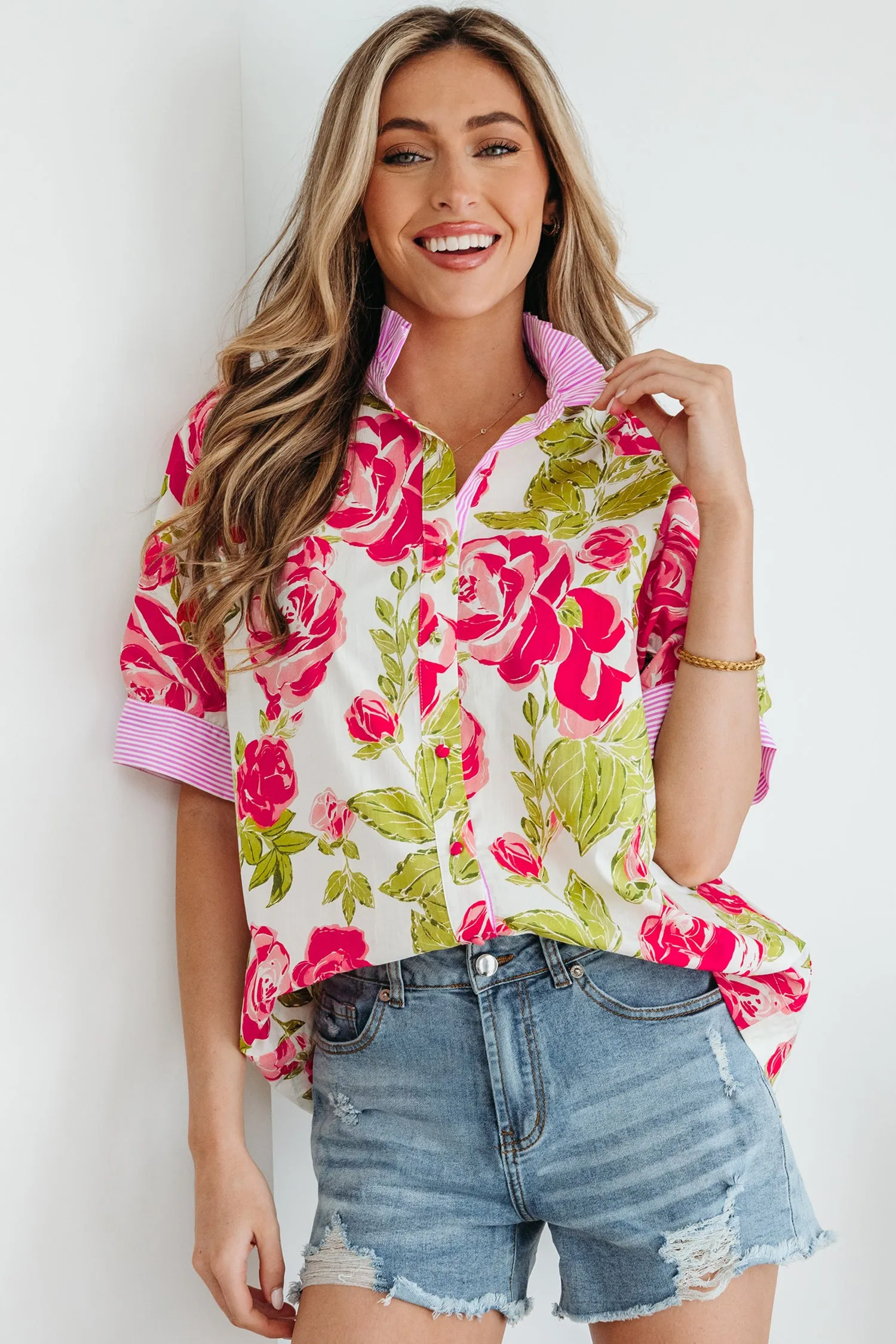 Rebekah Collar Short Sleeve Shirt sold by Threaded Pear