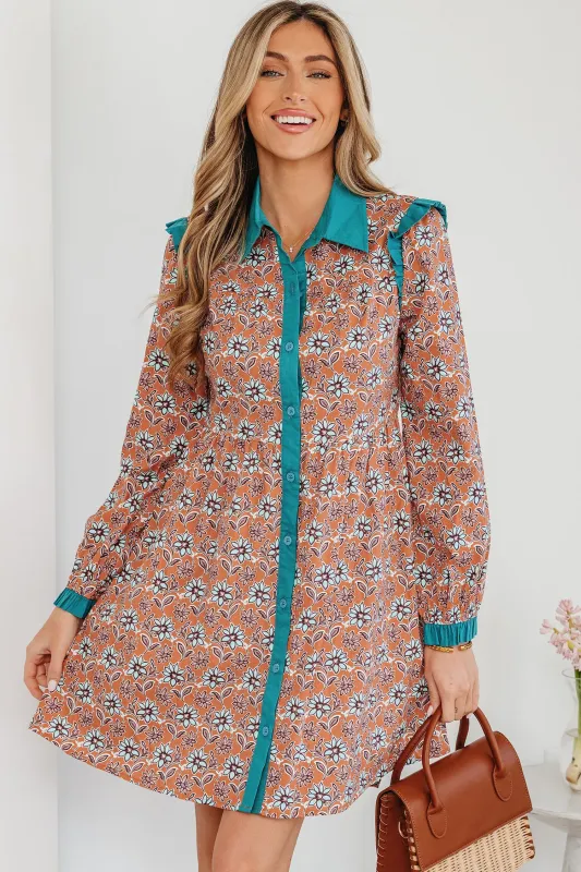 Alia Floral Contrast Collared Shirt sold by Threaded Pear